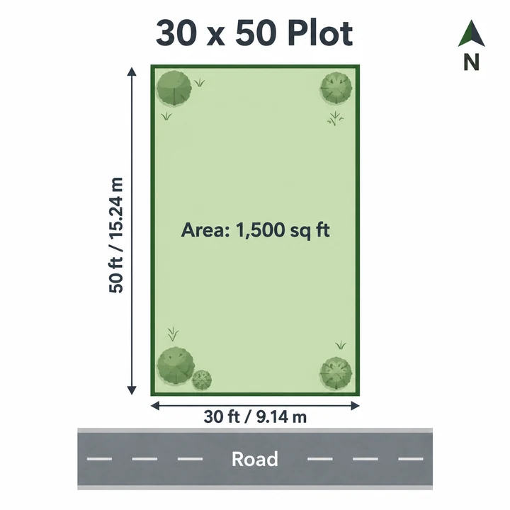 Assetz City of Palms 30 x 50 ft plot plan, 1,500 sq ft (9.14 x 15.24 m)